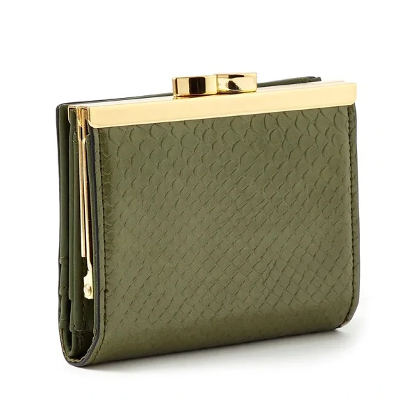 Accessorize London
Women's Faux Leather Clip
Frame Bella Wallet - olive | NWT - Picture 3 of 15